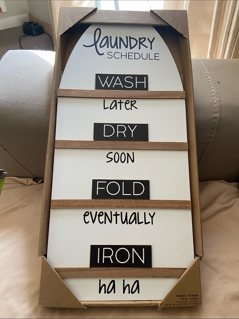 Laundry Schedule Wall Sign - White and Brown Wooden Accent